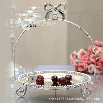 Metal silver-plated fruit tray dessert plate rack of high-end baking party supplies wedding props.