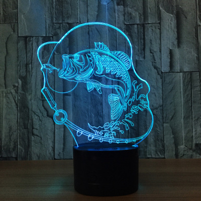 Bubble fish 3D light 7 color remote touch control led light USB creative products gift acrylic night light 713.