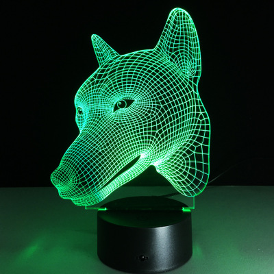 Foreign trade colorful dog head 3D visual lamp touch LED acrylic 3D lamp creative energy-saving light night lamp 217.