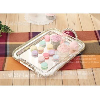 European metal-plated silver beads square tray baking party KTV wedding products.