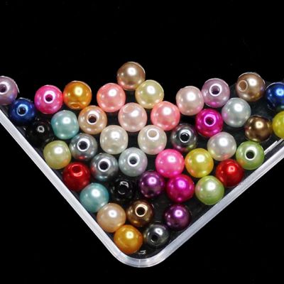 Mixed colors Imitation Pearl Beads For Jewelry Making Resin Round Imitation Pearl Beads With Hole  Many Sizes