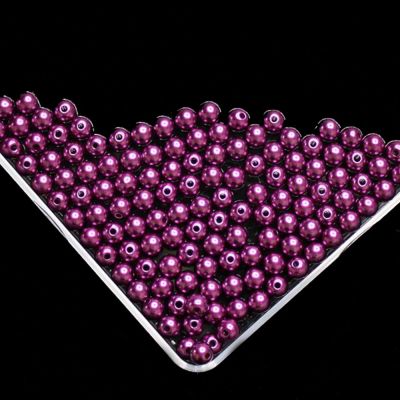 Purple Imitation Pearl Beads For Jewelry Making Resin Round Imitation Pearl Beads With Hole  Many Sizes