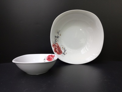 Ceramic high - temperature porcelain shell 8 inch square bowl.