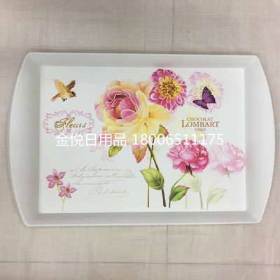 Anti - ironing home plate melamine tray was rectangular color floral design melamine plate family fruit plate