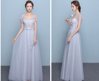 The bridesmaid dresses in the summer new medium long grey bridesmaid dresses.