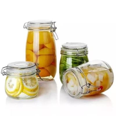 Stainless steel clasp glass seal storage tank tea pot round square food medicine canned honey.