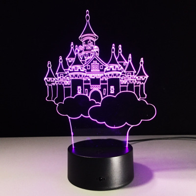 Amazon Wish Ebay sells 3D night light USB castle creative LED battery lamp 031.