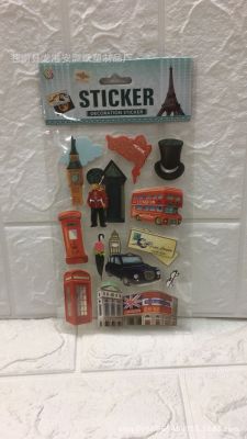 London bus phone booth pirate manual 3d decorative glitter stickers.