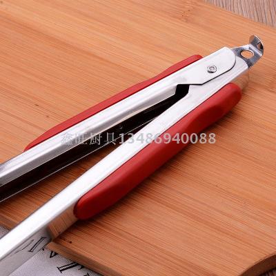 Stainless steel strip with plastic handle, food clip, bread folder, food clip.