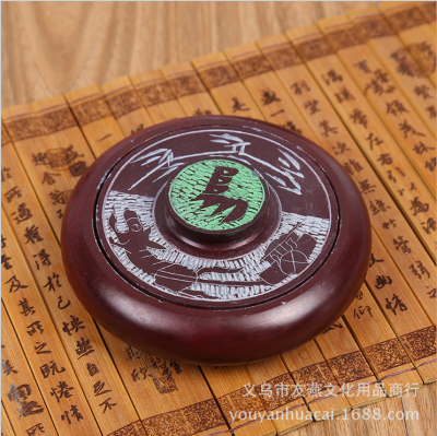 Study Calligraphy Supplies Stone Inkstone Table Student Gift Guma Rib Inkstone round with Lid 4-Inch Inkstone Factory Direct Sales