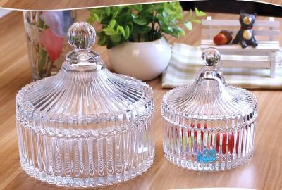 Glass extra thick crystal sugar bowl candy jar with lid can jar.