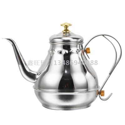 Stainless steel kettle teapot with strainer hotel restaurant with an induction cooker cooking tea long mouth big teapot.