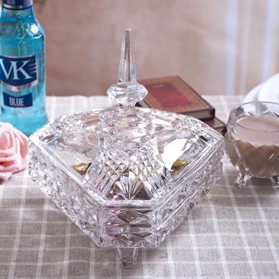 Crystal glass diamond candy jar storage tank top jewelry box candy jar.