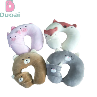 Customized Plush Stuffed Animal Head U Shaped Travel Neck Pillow