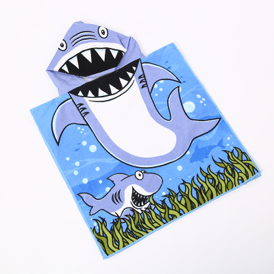 Cotton Hooded Children's Bath Towel Cartoon Shark Blanket Cape