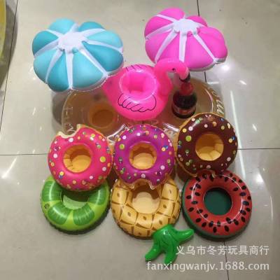 Manufacturers direct 2017 new inflatable and thickened water donut cup holder floating coasters drink inflatable cup holder