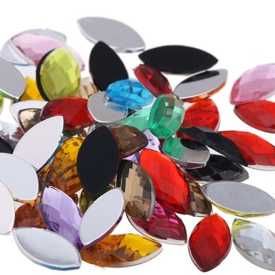 Many Colors  Acrylic Flat Back Marquise Earth Facets Acrylic Shape Glue On Beads Decorate Diy