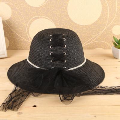 South Korean version of the straw hat, pepper bow and straw sun beach hat.