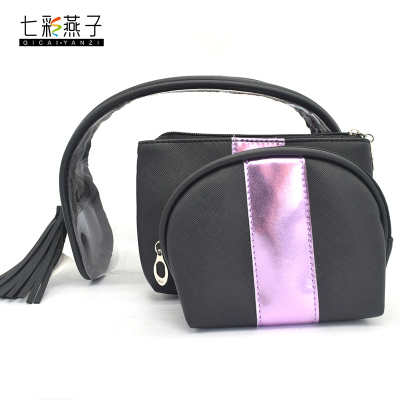 New tassel three - piece PVC hand bag large capacity collection bag manufacturers direct sales