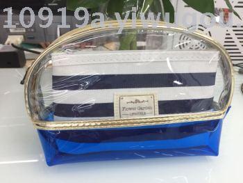 Factory direct selling two pieces of canvas striped makeup bag wash bags and bags.