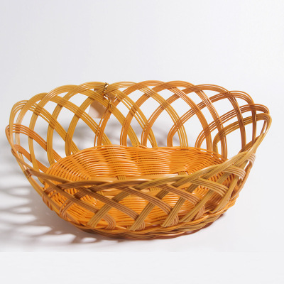 Plastic round three - line hand knitting fruit basket imitation rattan knitting basket.