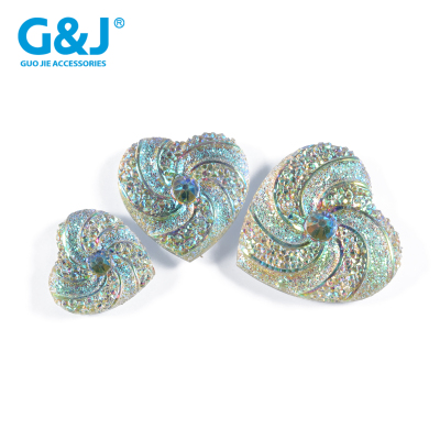 Guojie accessories resin belt hole drilling hearts AB color multi - size factory direct sales.