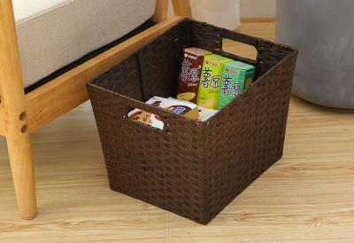 Paper Knitting (Swabbing) Trapezoid Two Buckle Storage Basket
