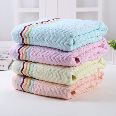 Light colored W stripe cotton soft suction bath towel high quality bath towel.