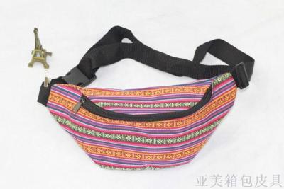 national cloth rainbow color waist bag sports running multi-functional collection of silver boobs.