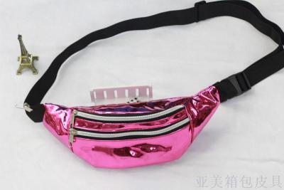 laser rainbow color waist bag women's messenger bag sports running multi-functional collection of silver boobs.