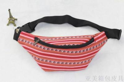 national cloth rainbow color waist bag sports running multi-functional collection of silver boobs.