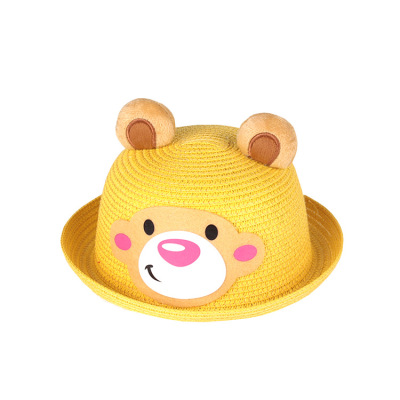 Summer baby hat straw hat child big mouth monkey Summer boy's straw hat girl sunshade hat.