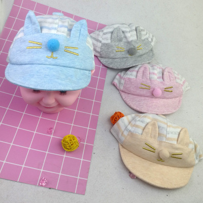 Children's cotton hat baby cute cat cap, outdoor leisure sun hat wholesale.