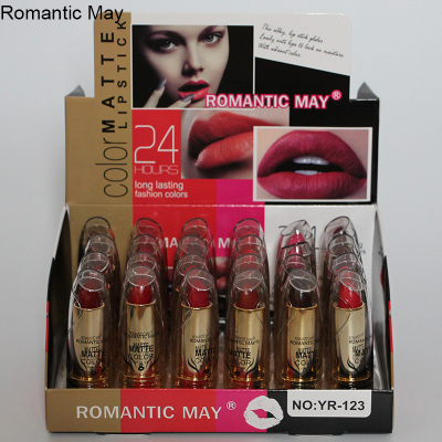 Romantic May Foreign Trade Hot-Selling Makeup Lipstick Pumpkin Color Earth-Eating Brick Red Matte Matte Matte Lipstick