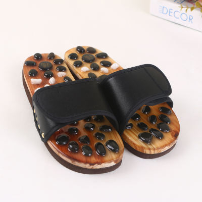 Health care efficacy black foot massage shoes natural cobblestone jade Danube stone foot massage shoes
