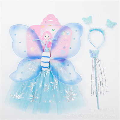 Snow queen butterfly wings dress set 6 children's day party festival performance props.