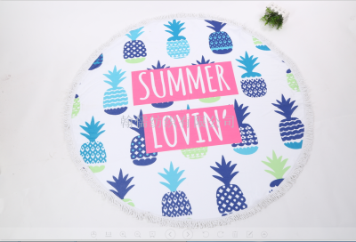 Summer style pineapple cool beach towel tassel round beach towel.