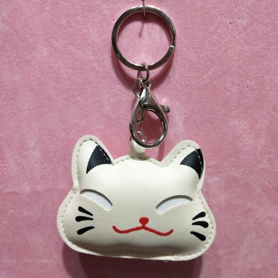 Cute PU lucky cat key chain pendant decoration quality male pack, trend female pack key chain cosmetic bag pendant