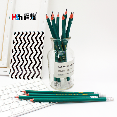 Plastic pencil HB pencil plastic green pencil hexagonal pencil green plastic pencil.