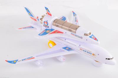 Electric multidirectional double-decker jumbo jet helicopter flying bus model children's puzzle assembly toys.