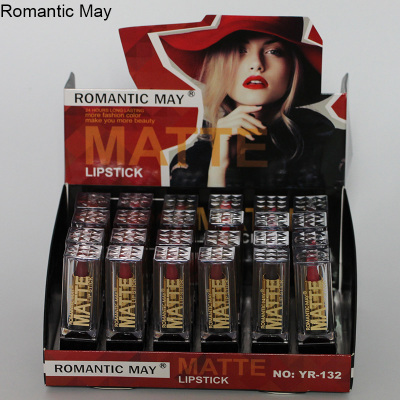 Romantic May Factory Direct Sales Black and Golden Lipstick Velvet Lipstick Lip Guard Color Development Moisturizing Korean Lip Biting Makeup
