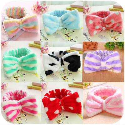 Bow-tie elastic flannelette headbands wholesale women's face hair band.