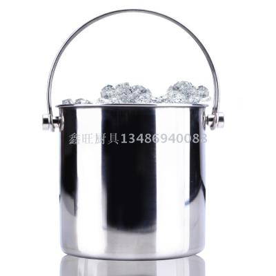 stainless steel double - wire handle ice bucket  band ice - insulated bar champagne bucket.