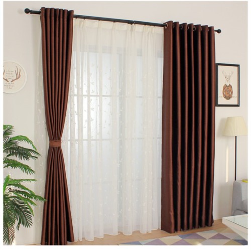 curtain full shading solid color curtain cloth gauze curtain finished product simple modern hotel hotel engineering cloth