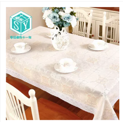 Lace Tablecloth Waterproof and Oilproof and Heatproof Disposable PVC Square Rectangular Tablecloth Table Cloth Fabric European Style