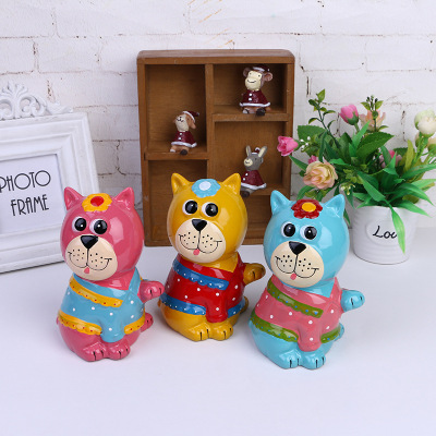 Cute little dog piggy bank children's Cute piggy bank tabletop with ceramic crafts factory direct sales.