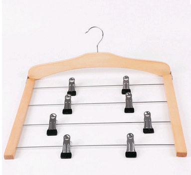 Multi-functional solid wood trouser rack multi-layer wooden hanger with clip family towel rack multi-purpose sock clip