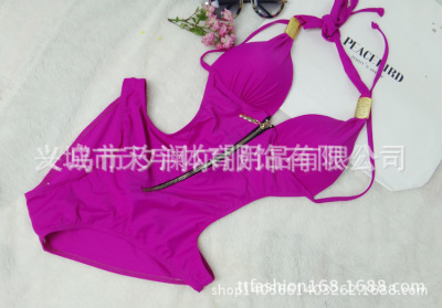One-piece bikini Europe and America foreign trade original single zipper swimsuit special deal European size swimsuit