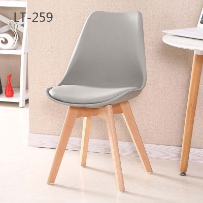 Tulip Chair PU Leather Dining Chair Modern Simple Eames Soft Bag Backrest Chair Leisure Solid Wood Negotiating Dining Chair