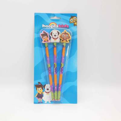 3 pencil with hooplakidz Thermal transfer erasers set 